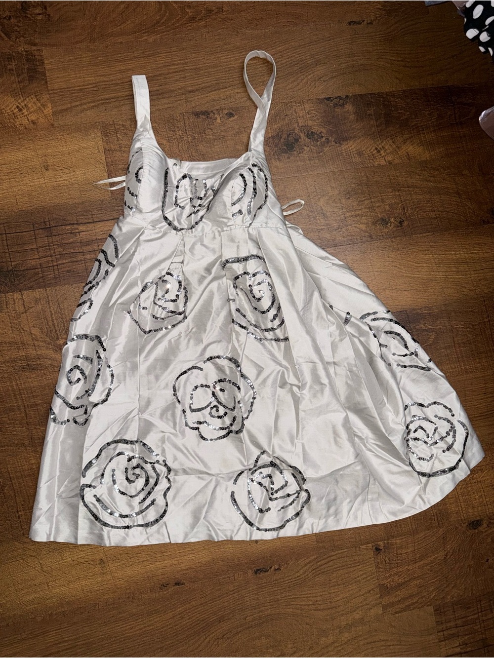 INC International Concepts White Sequin Rose Formal Dress